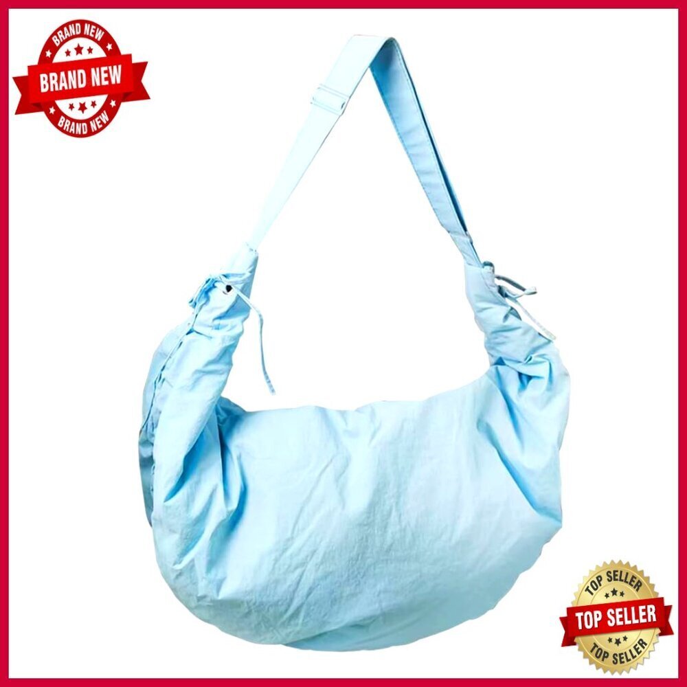 Large Nylon Puffer Tote Bag with Adjustable Strap and Zipper Pocket